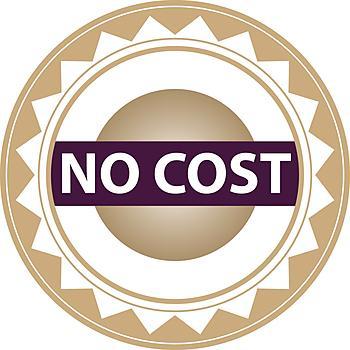 a no cost sign on a white background