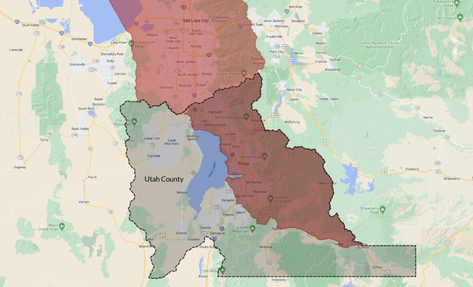 Utah County USDA loan qualifying area map